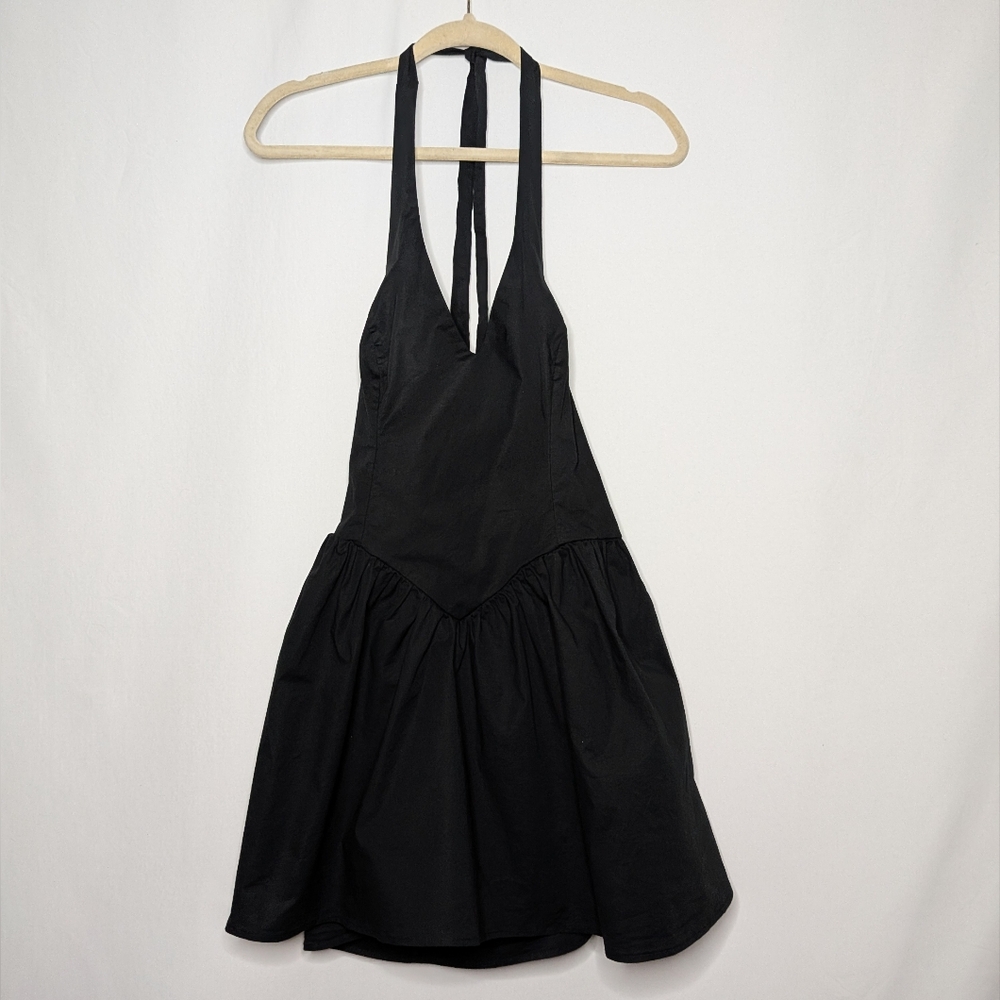 Wild Fable Womens Black Goth Witchy Halter Skater Mini Dress S